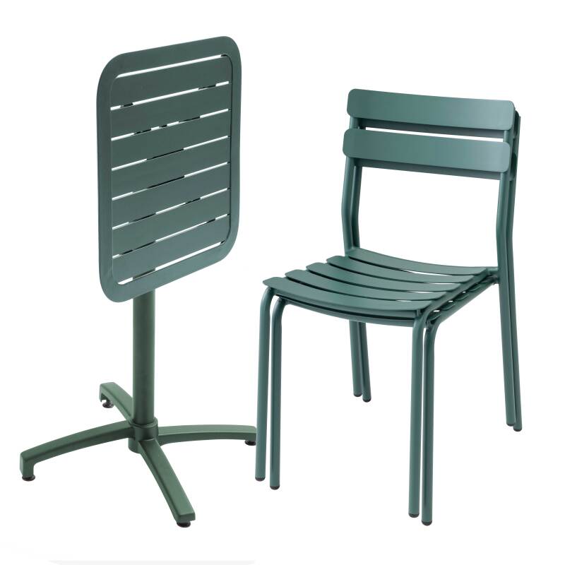 60x60 cm großer Aluminium-Liegetisch und 2 Stühle