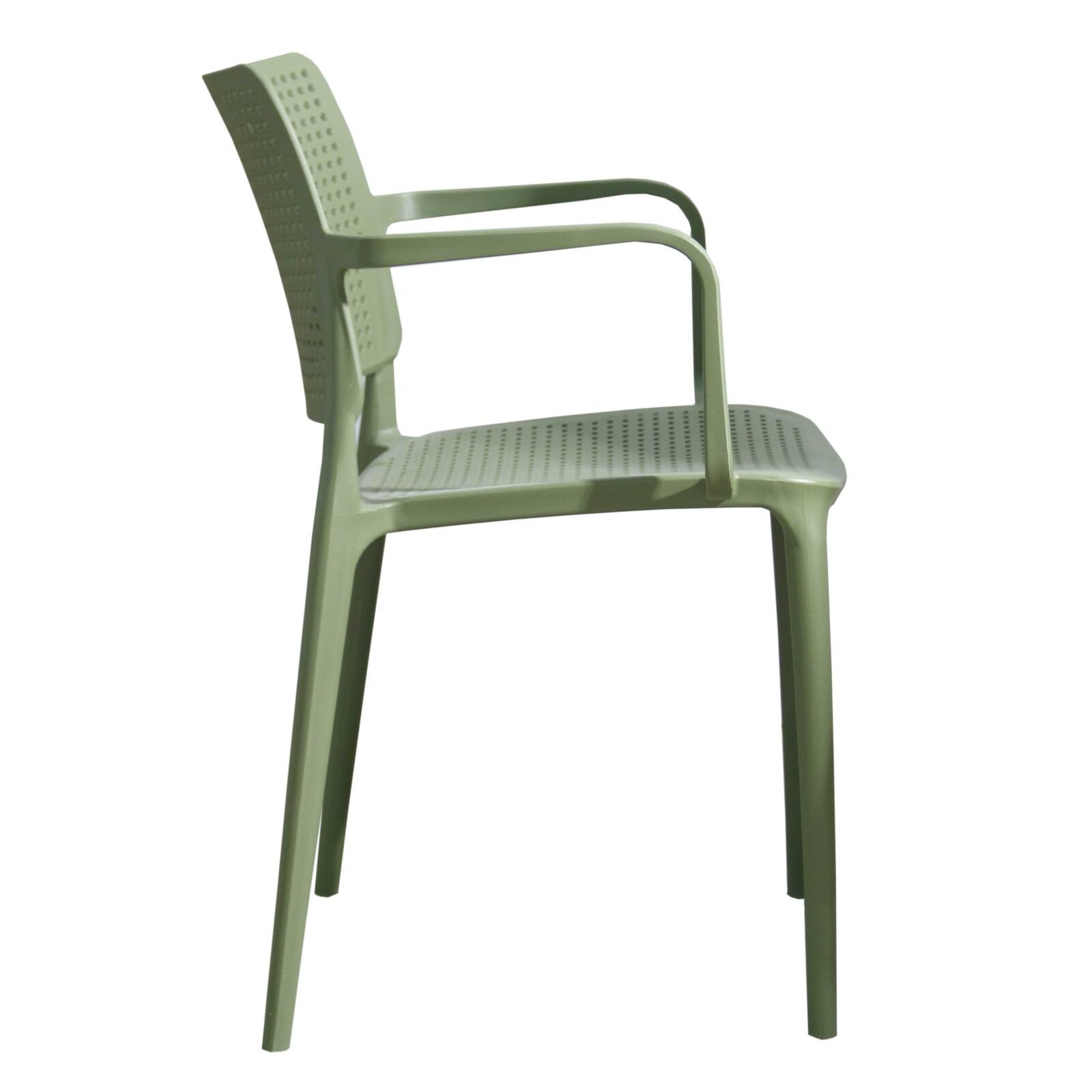 Set aus 4 durchbrochenen Terrassenstühlen aus Kunststoff mit Armlehnen Set aus 4 durchbrochenen Terrassenstühlen aus Kunststoff mit Armlehnen