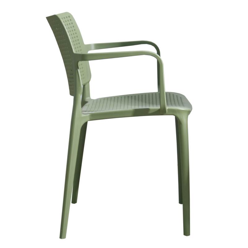 Set aus 4 durchbrochenen Terrassenstühlen aus Kunststoff mit Armlehnen