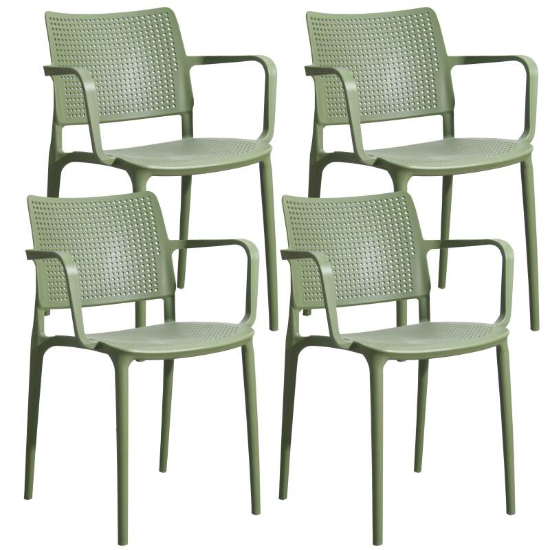 Set aus 4 durchbrochenen Terrassenstühlen aus Kunststoff mit Armlehnen