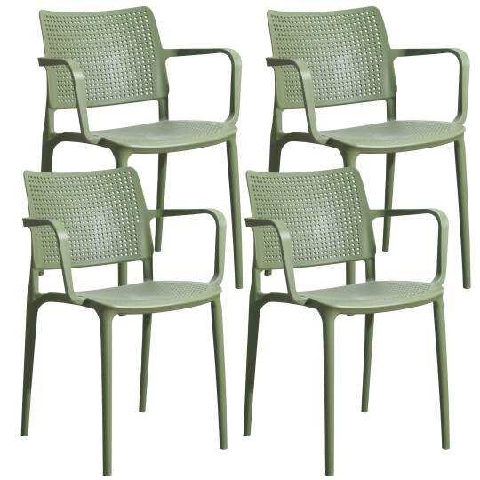 Set aus 4 durchbrochenen Terrassenstühlen aus Kunststoff mit Armlehnen