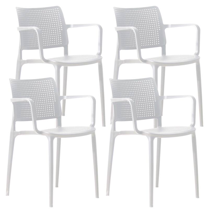 Set aus 4 durchbrochenen Terrassenstühlen aus Kunststoff mit Armlehnen