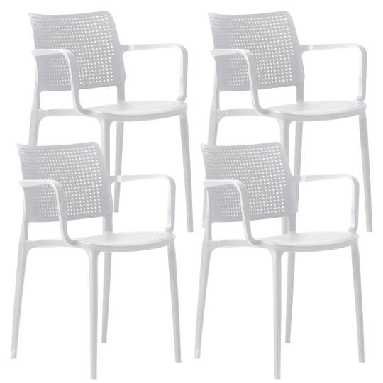 Set aus 4 durchbrochenen Terrassenstühlen aus Kunststoff mit Armlehnen