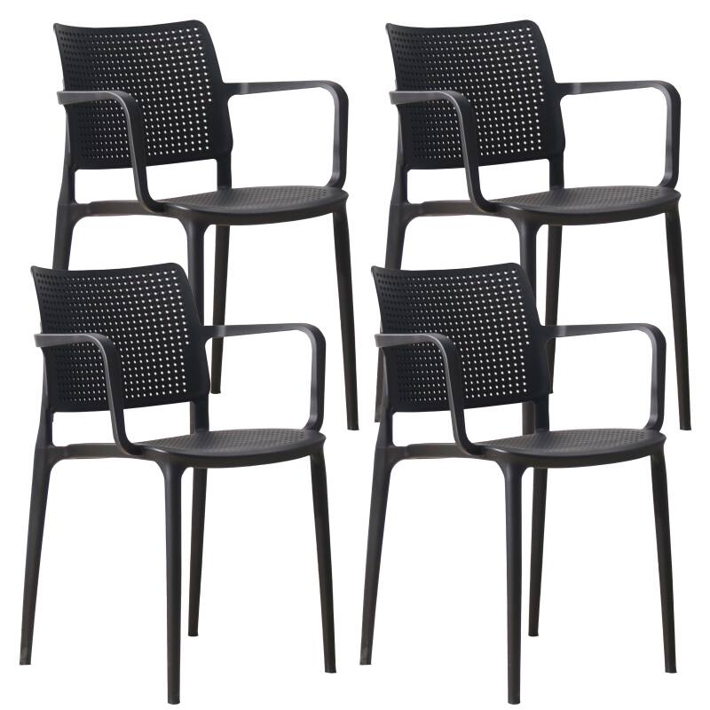 Set aus 4 durchbrochenen Terrassenstühlen aus Kunststoff mit Armlehnen