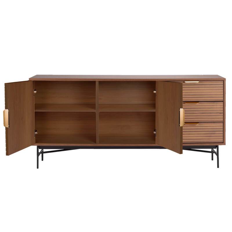 Sideboard mit 2 Türen und 3 Schubladen aus Melamin und Stahl 160 cm