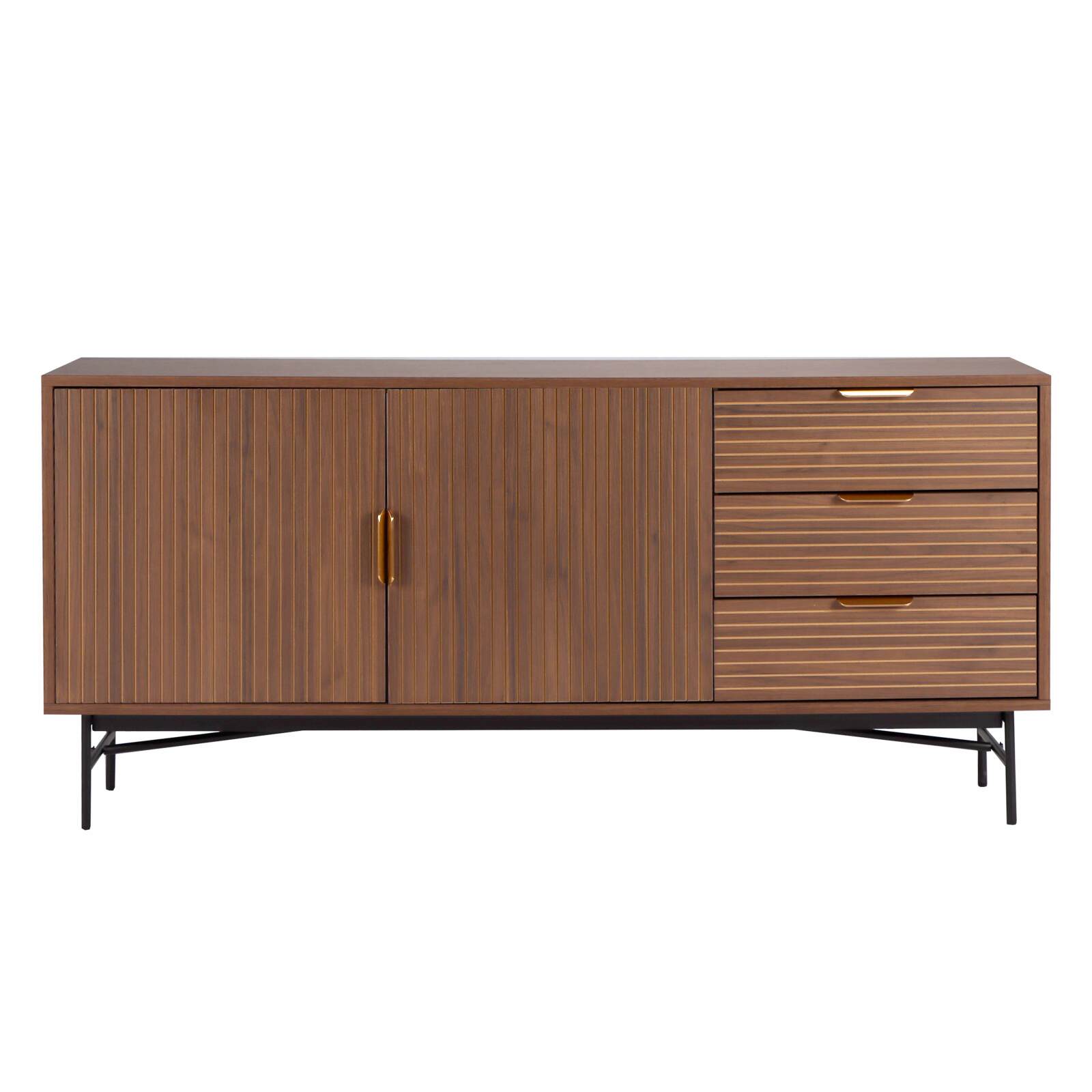 Sideboard mit 2 Türen und 3 Schubladen aus Melamin und Stahl 160 cm
