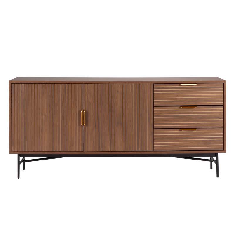 Sideboard mit 2 Türen und 3 Schubladen aus Melamin und Stahl 160 cm