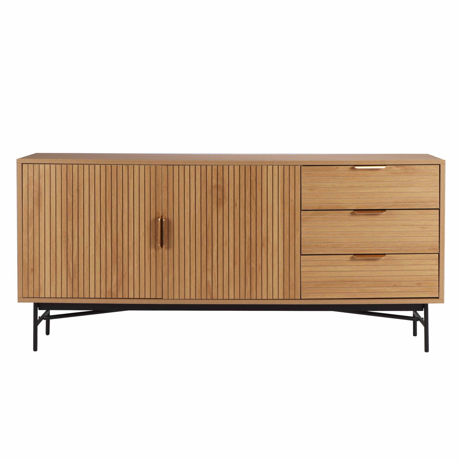 Sideboard mit 2 Türen und 3 Schubladen aus Melamin und Stahl 160 cm