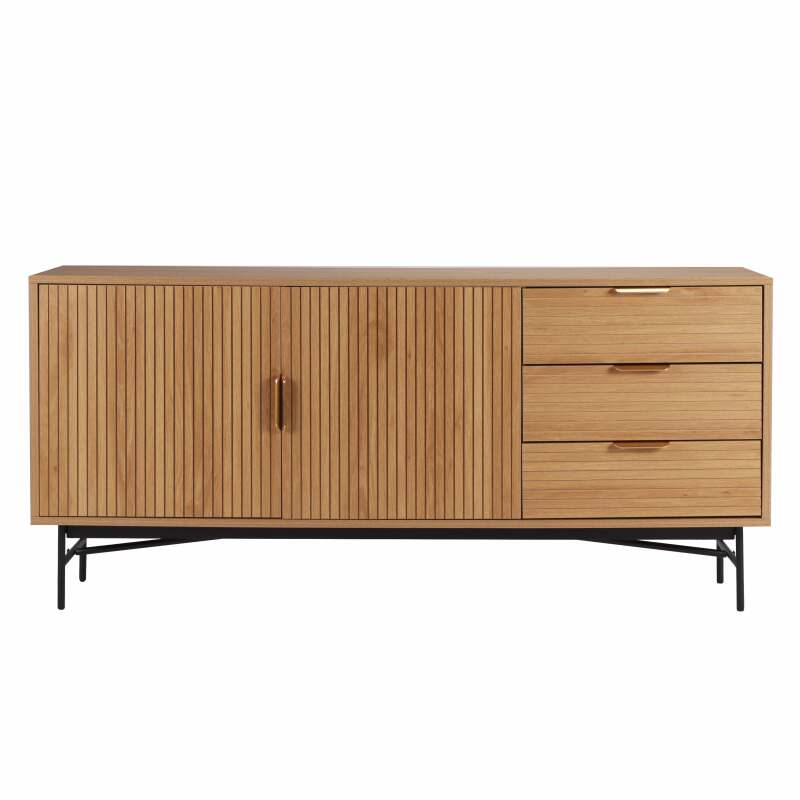 Sideboard mit 2 Türen und 3 Schubladen aus Melamin und Stahl 160 cm (2/6)
