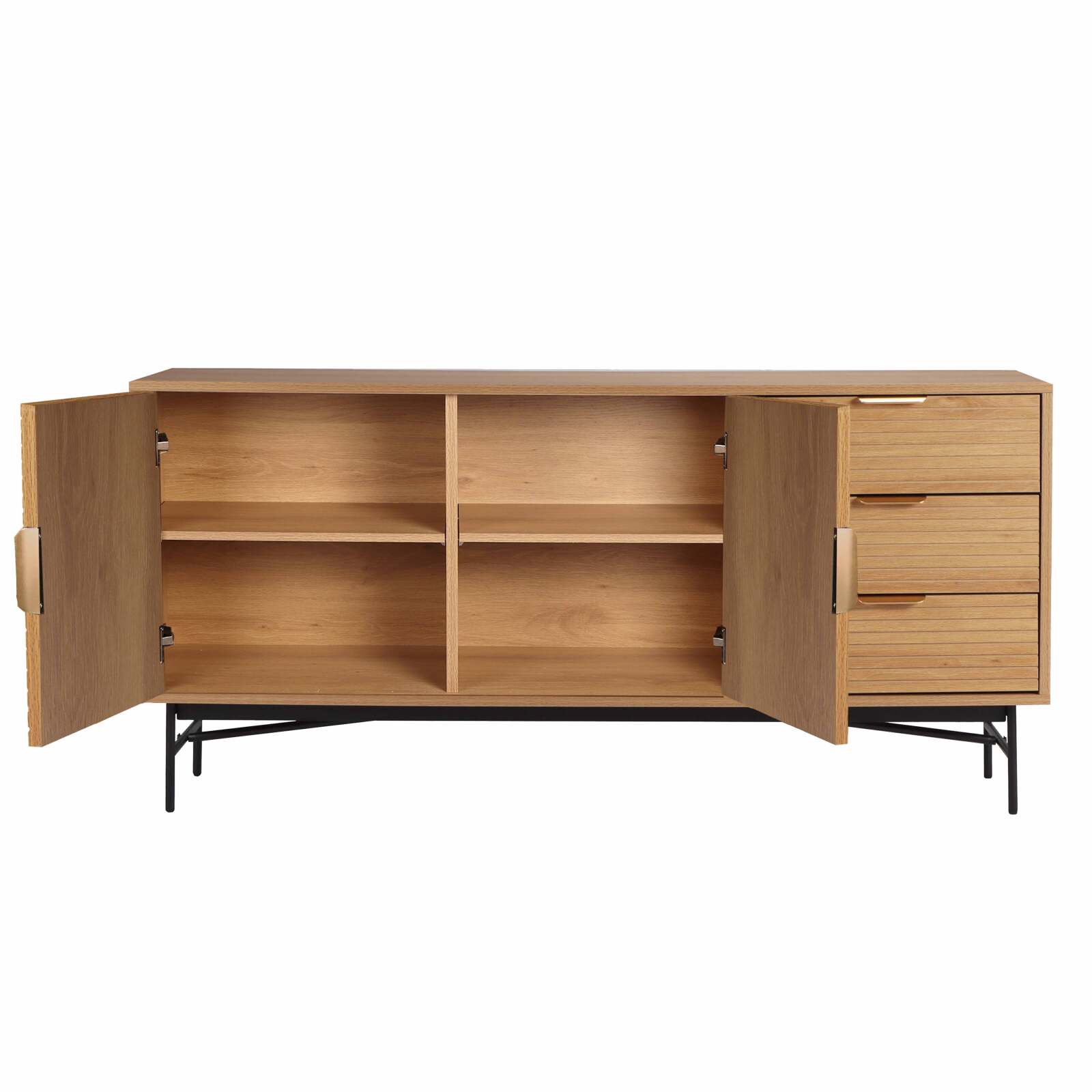 Sideboard mit 2 Türen und 3 Schubladen aus Melamin und Stahl 160 cm