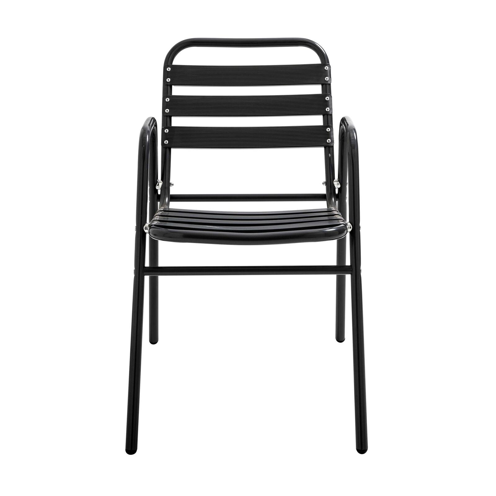 Set von 4 Gartenstühlen mit Armlehnen aus Aluminium 