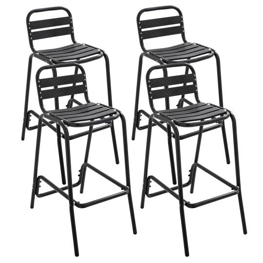 Set von 4 Barhockern aus grauem eloxiertem Aluminium