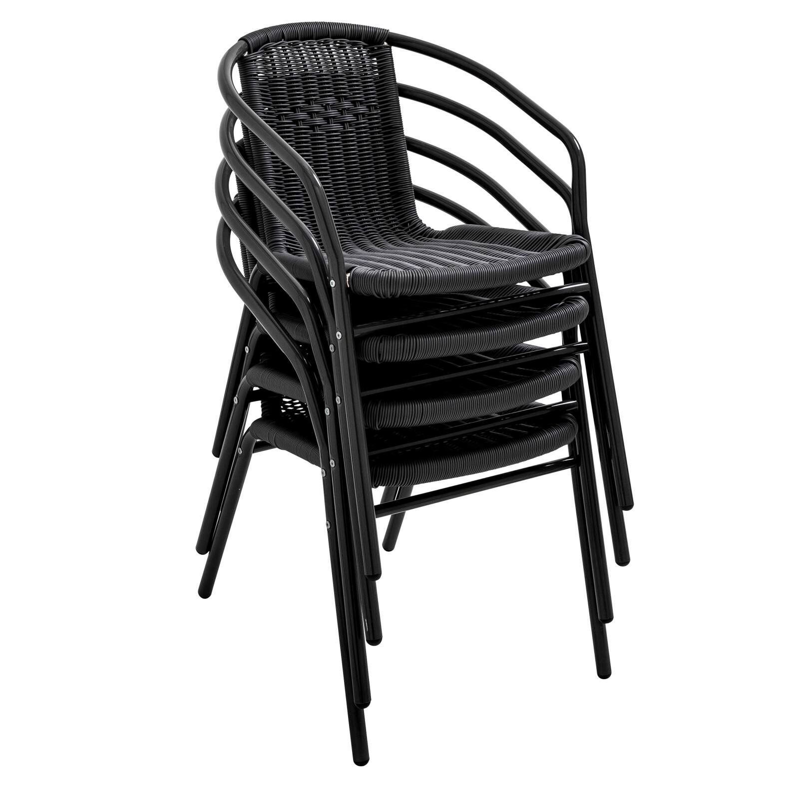 Set von 4 Gartenstühlen mit Armlehnen aus Aluminium und Harz