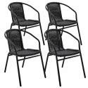 Set von 4 Gartenstühlen mit Armlehnen aus Aluminium und Harz
