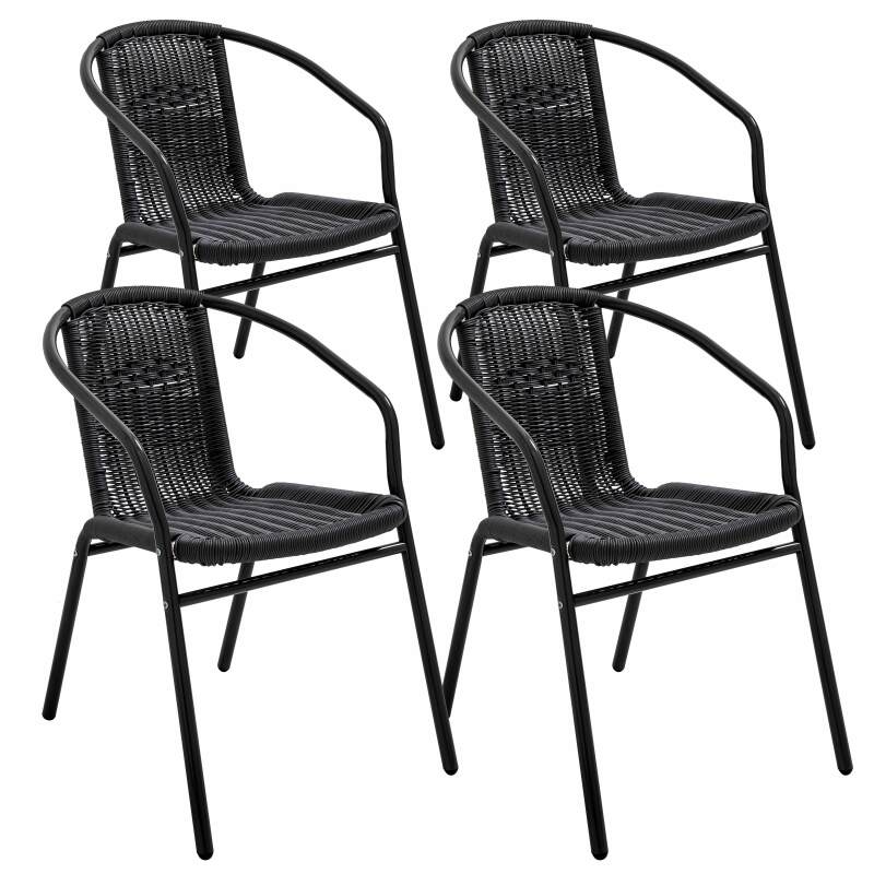 Set von 4 Gartenstühlen mit Armlehnen aus Aluminium und Harz