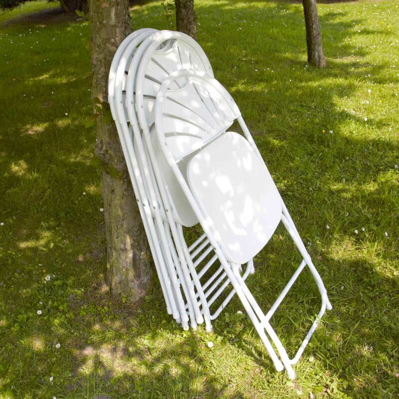 Klappstuhl weiss für den Empfang mit Lochmuster aus HDPE - 4er-Set