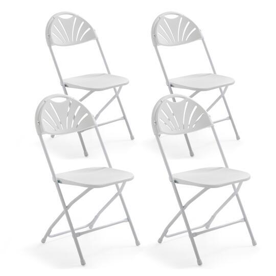 Klappstuhl weiss für den Empfang mit Lochmuster aus HDPE - 4er-Set