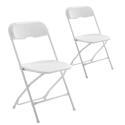 2 weiße klappbare Empfangsstühle