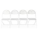 10 weiße Empfangsklappstühle mit Verbindungshaken