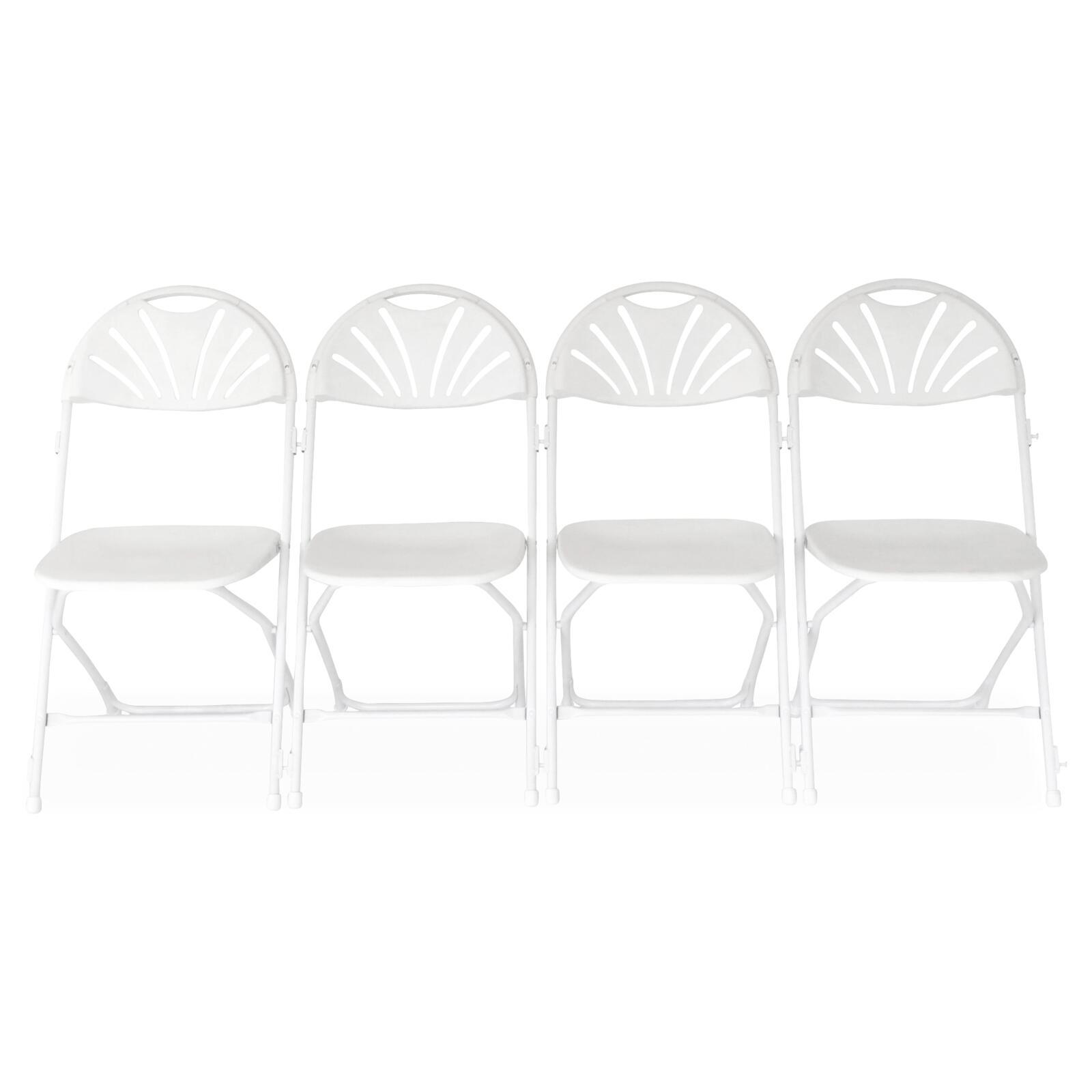 10 weiße Empfangsklappstühle mit Verbindungshaken