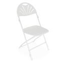 10 weiße Empfangsklappstühle mit Verbindungshaken