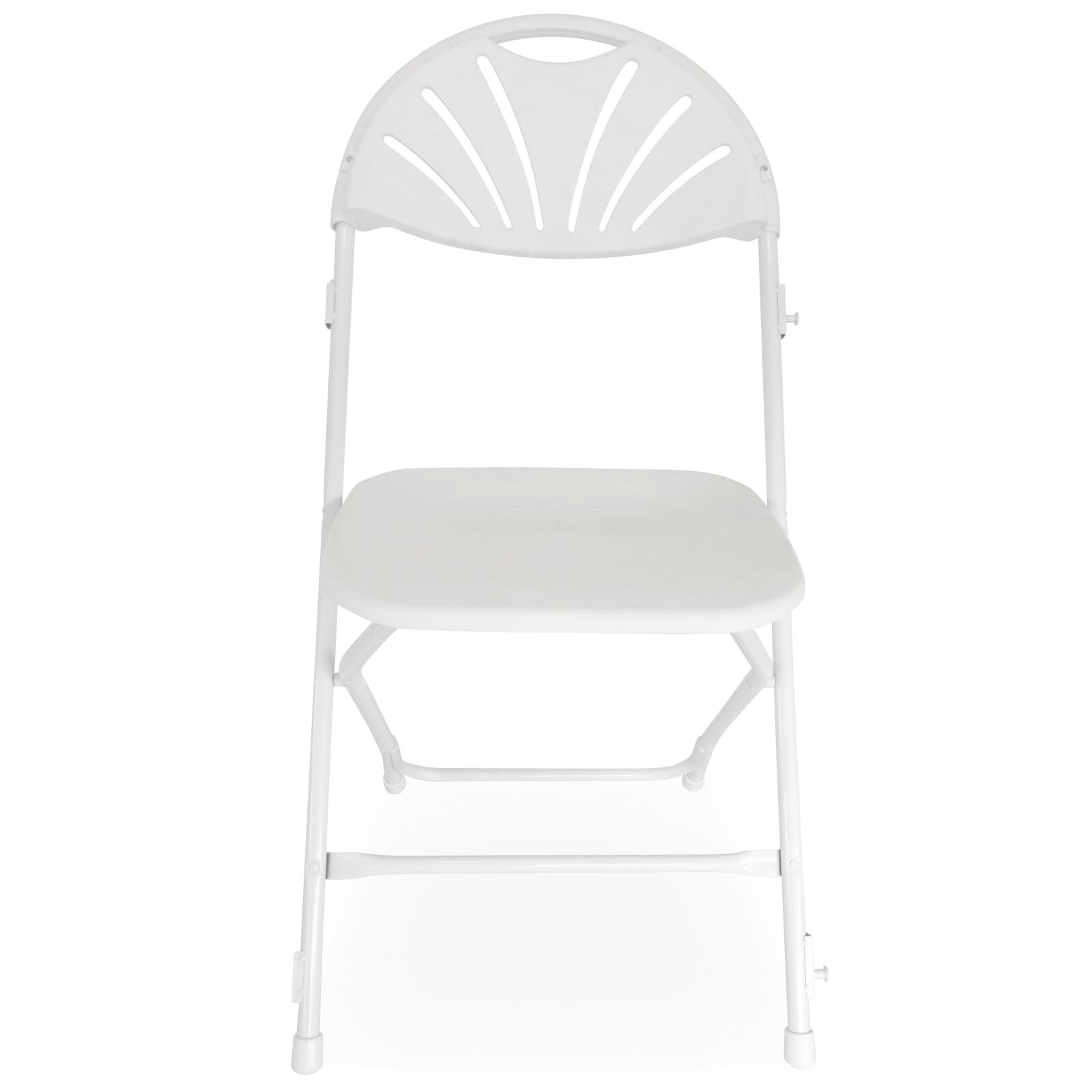 10 weiße Empfangsklappstühle mit Verbindungshaken