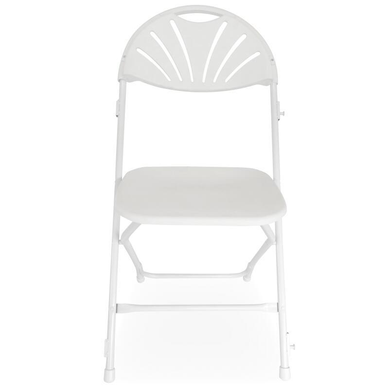 10 weiße Empfangsklappstühle mit Verbindungshaken