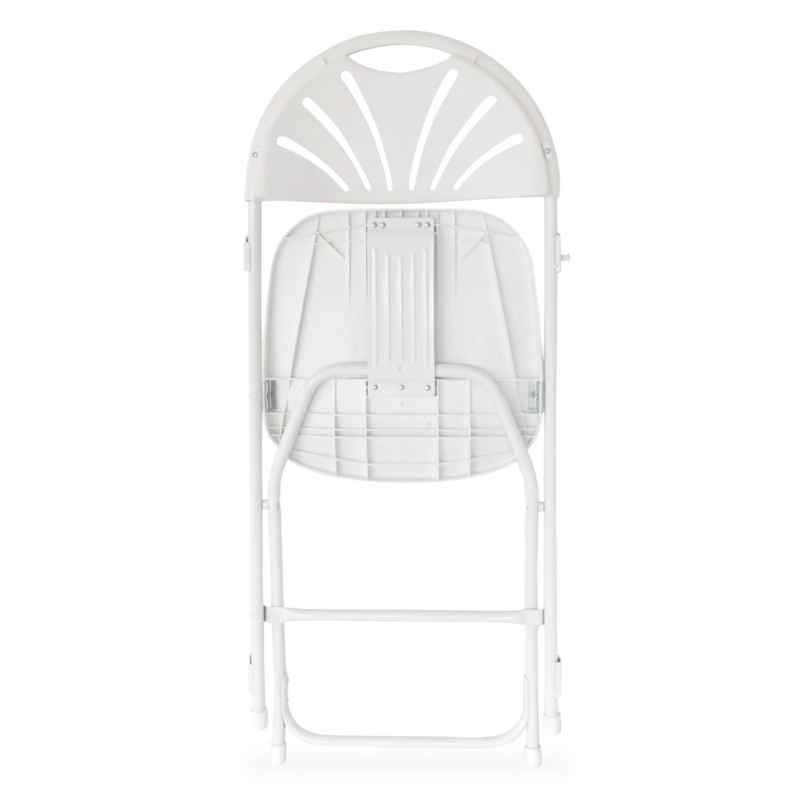 10 weiße Empfangsklappstühle mit Verbindungshaken