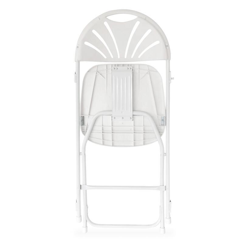 10 weiße Empfangsklappstühle mit Verbindungshaken