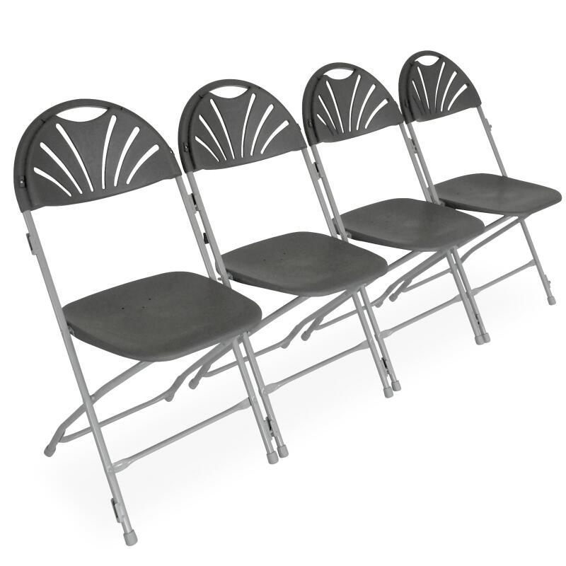 Los 10 graue Klappstühle und Verbindungshaken