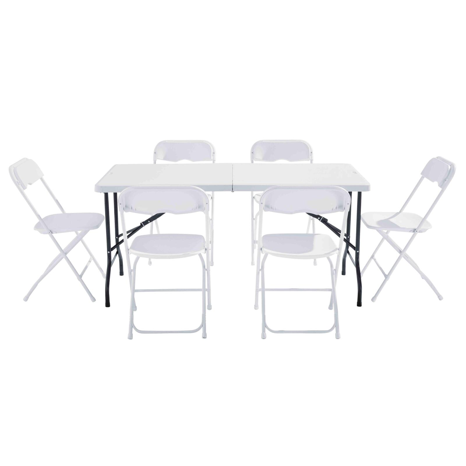 Klapptisch und Stühle 152 cm, 6 Sitze, HDPE