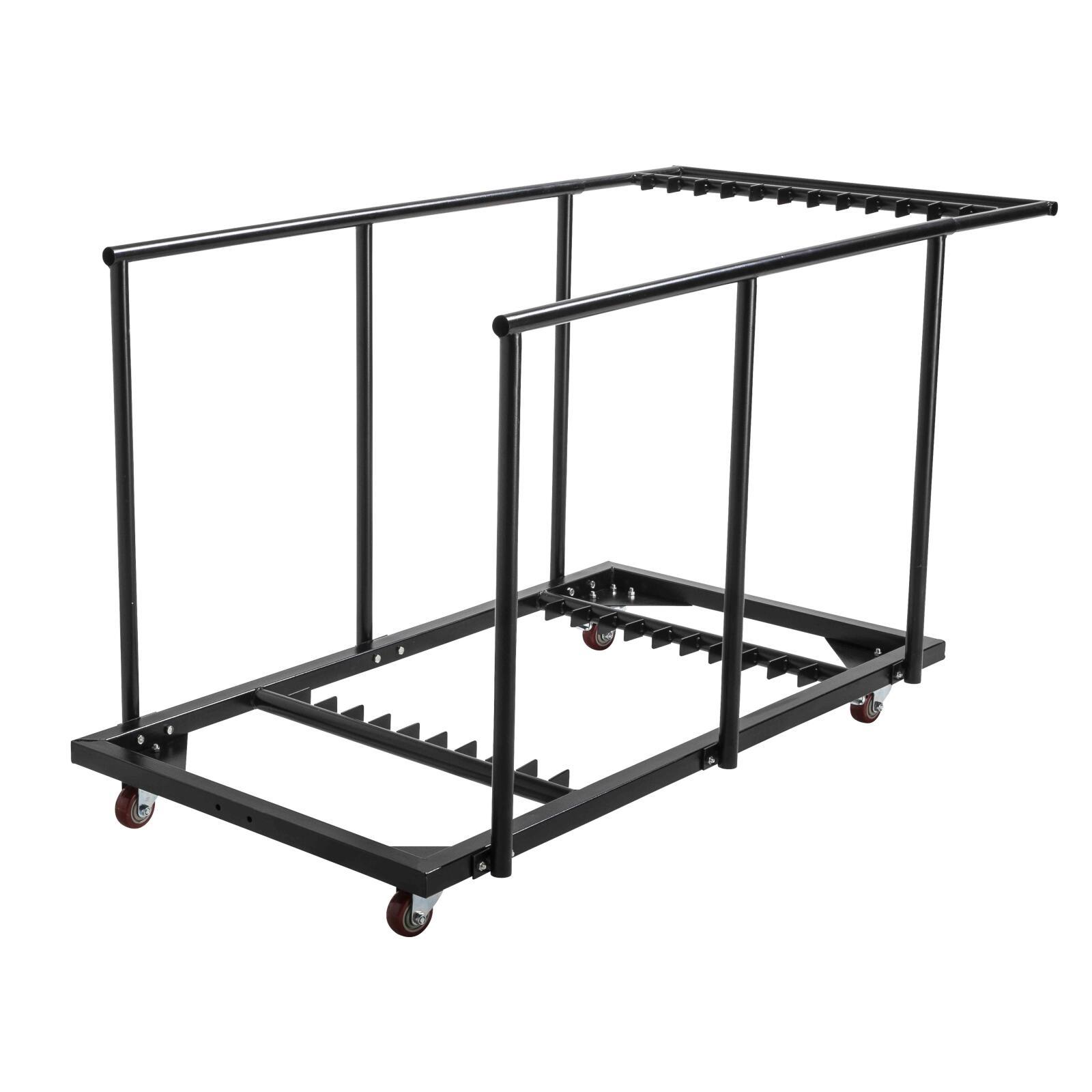 Set mit 18 klappbaren HDPE-Tischen 180 cm und Transportwagen