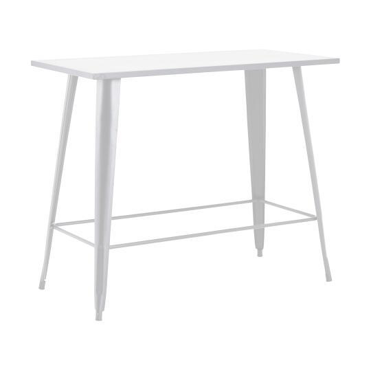 Hoher Garten-Hochtisch in Mattschwarzem Metall 4 Sitze Anti U.V | Oviala