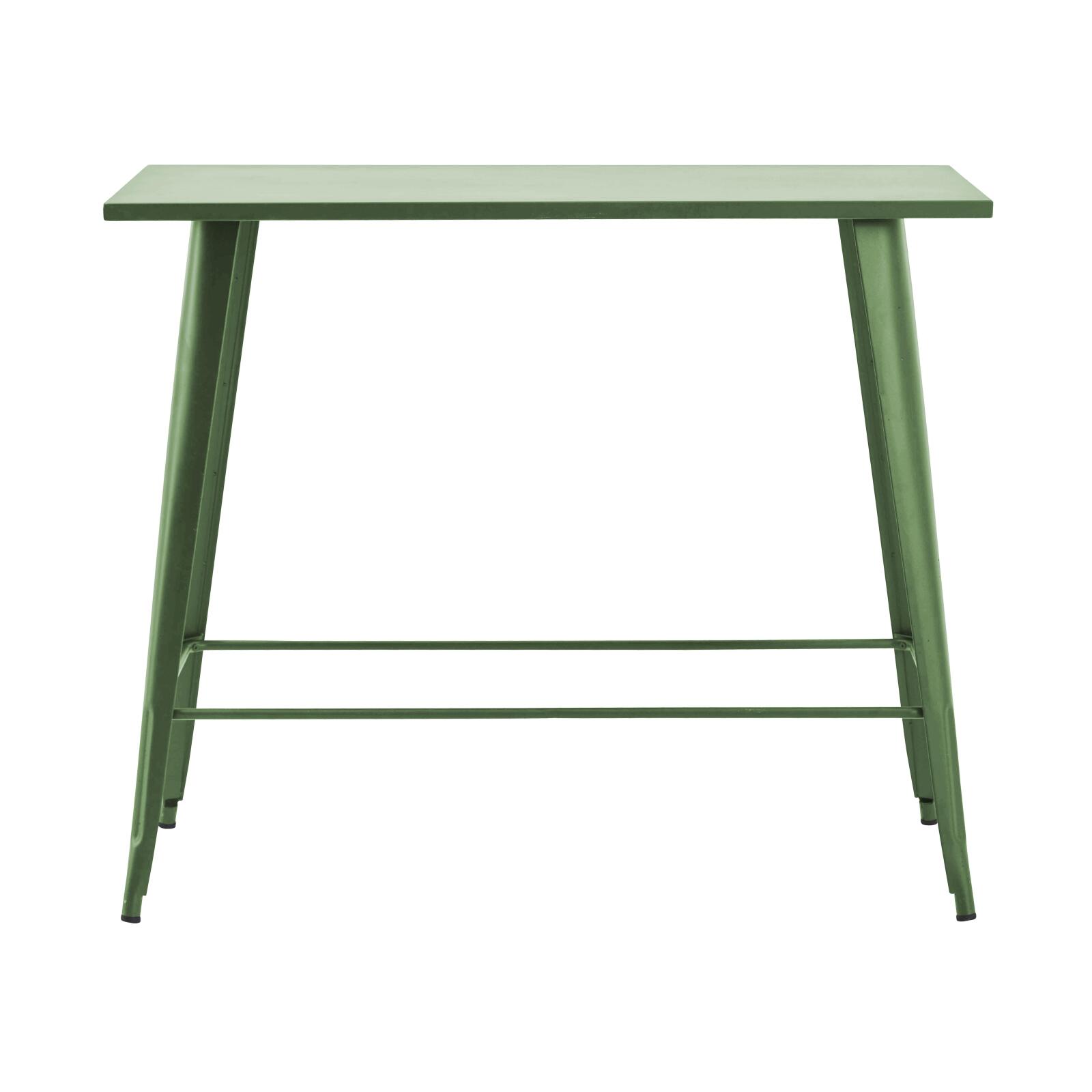 Hochgartentisch 120 x 60 cm und 4 Hocker aus mattem schwarzem Metall 