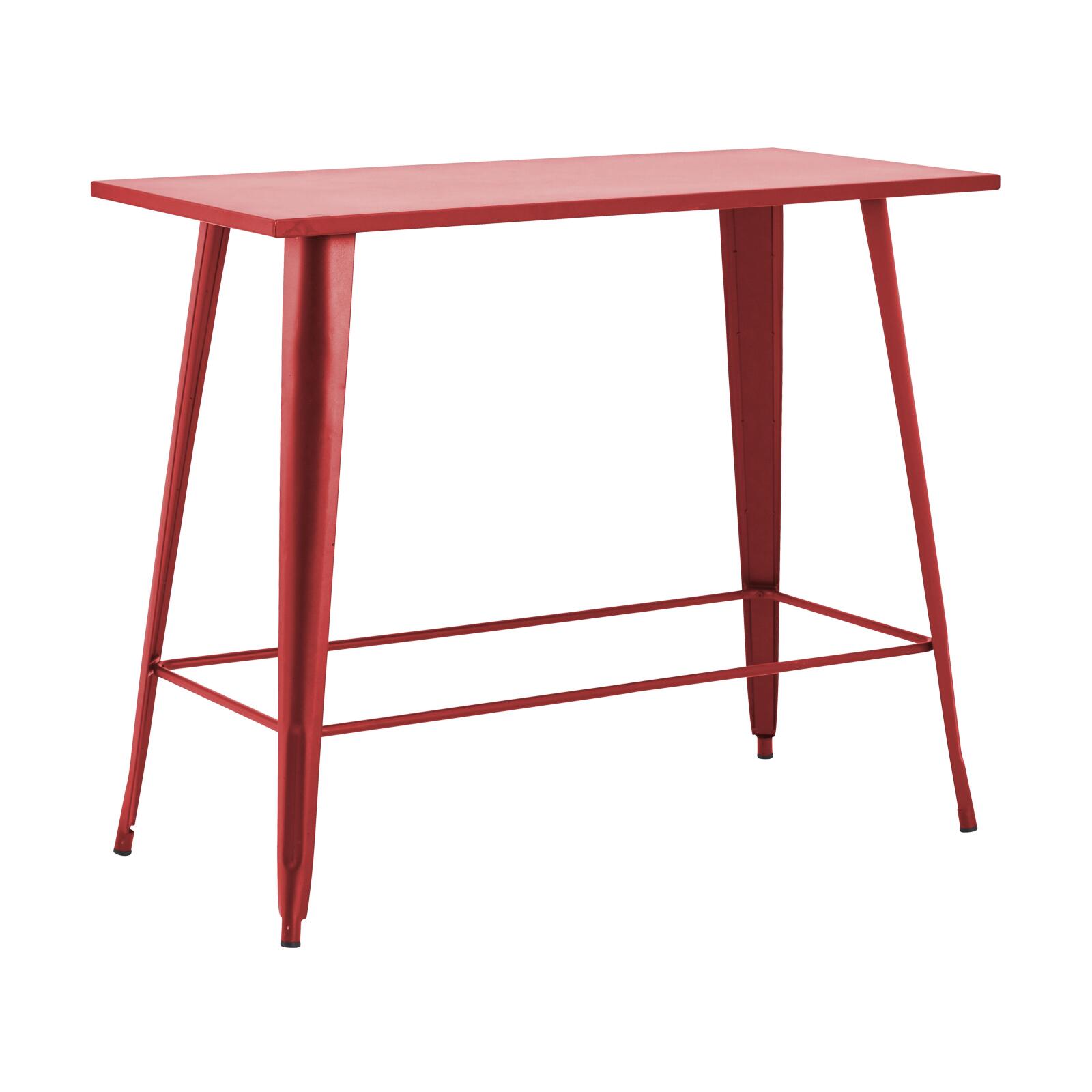 Hochgartentisch 120 x 60 cm und 4 Hocker aus mattem schwarzem Metall 