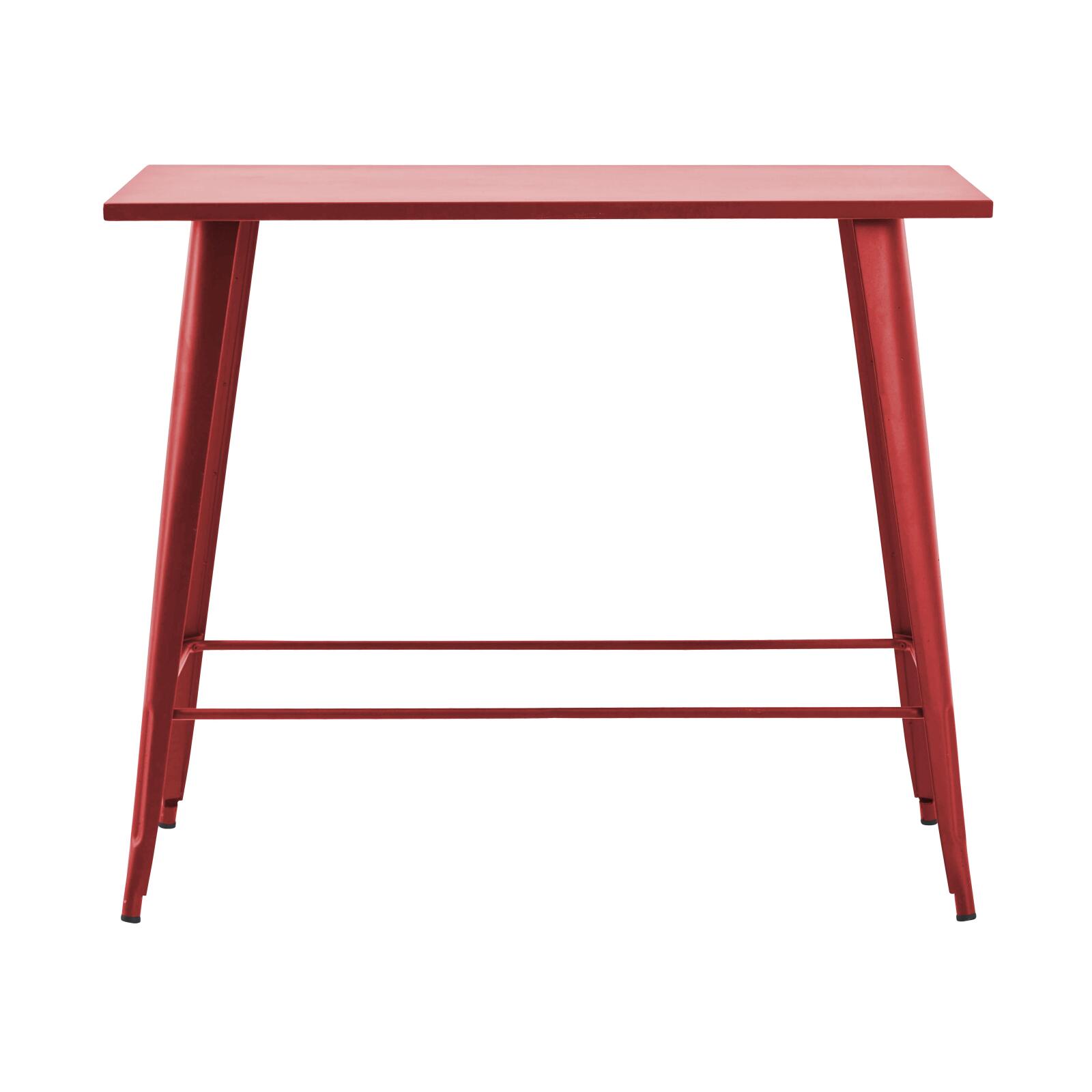 Hochgartentisch 120 x 60 cm und 4 Hocker aus mattem schwarzem Metall 