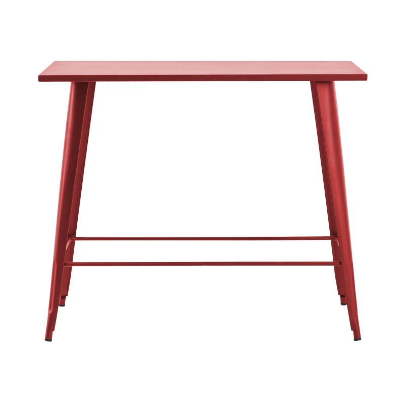 Hochgartentisch 120 x 60 cm und 4 Hocker aus mattem schwarzem Metall  (2/5)