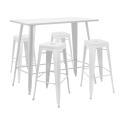 Hochgartentisch 120 x 60 cm und 4 Hocker aus mattem schwarzem Metall 