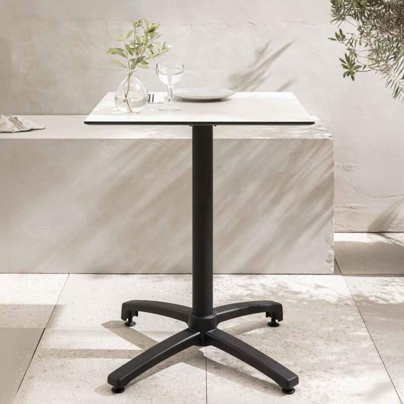 Gartentisch Quadratisch aus Aluminium schwarz und HPL, 2 bis 4 Personen, 60x60 cm - Lifestyle