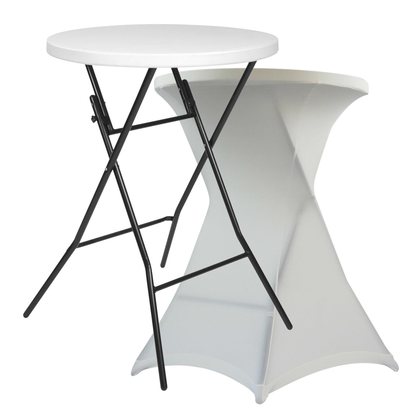 Klappbarer Stehtisch und ecrufarbener Bezug Klappbarer Stehtisch und ecrufarbener Bezug