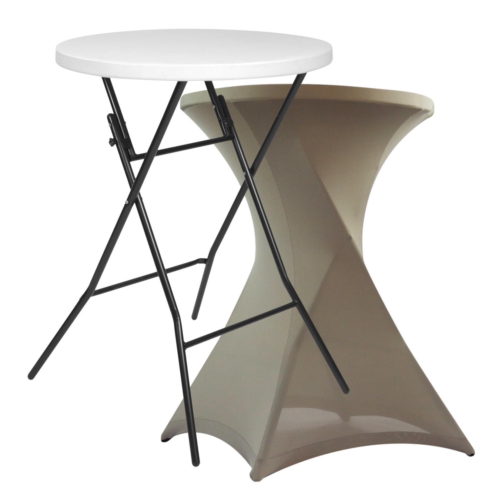 Klappbarer Stehtisch 110x80 und Sandstretchbezug Klappbarer Stehtisch 110x80 und Sandstretchbezug