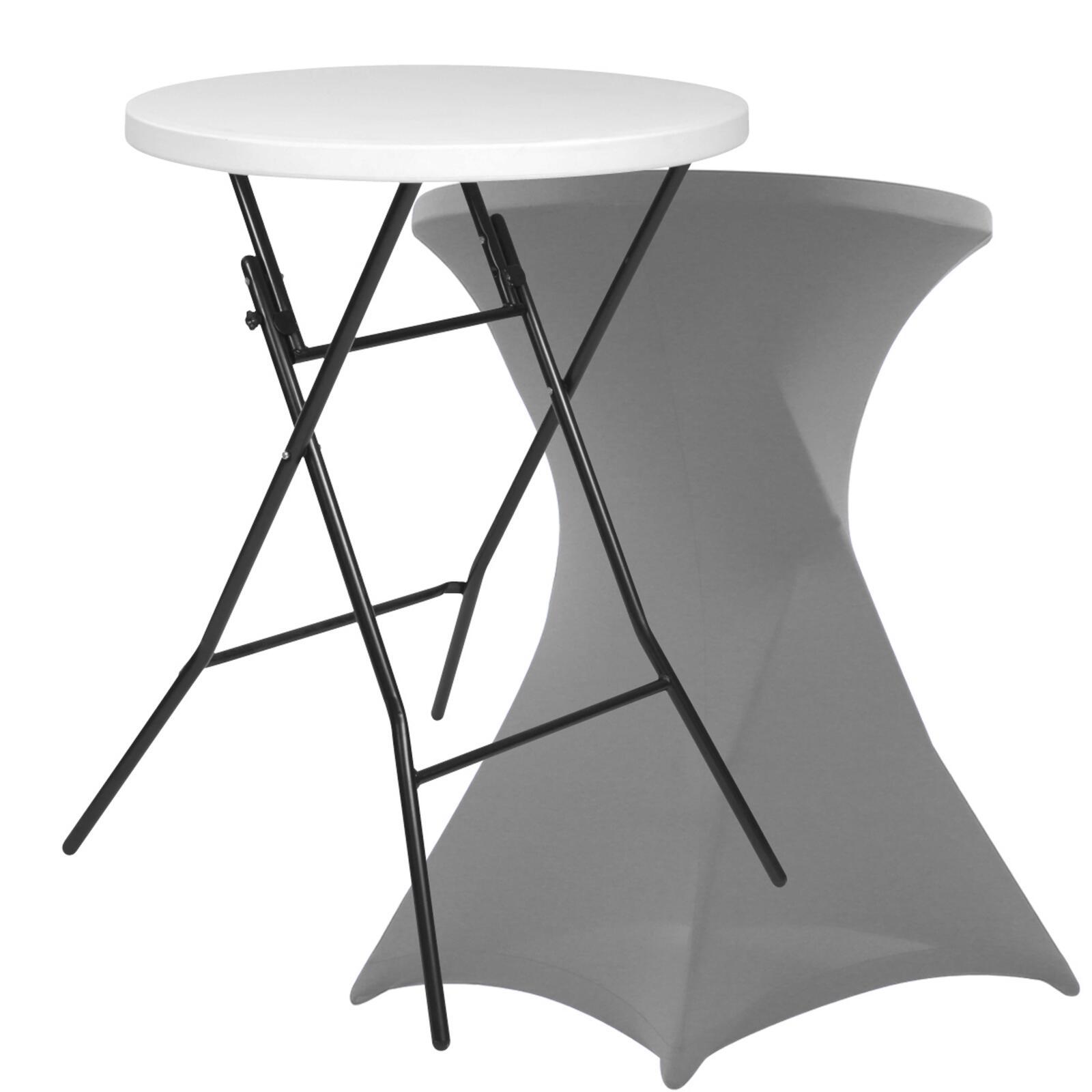 Klappbarer Stehtisch 110x80 und grauer Gummibezug Klappbarer Stehtisch 110x80 und grauer Gummibezug