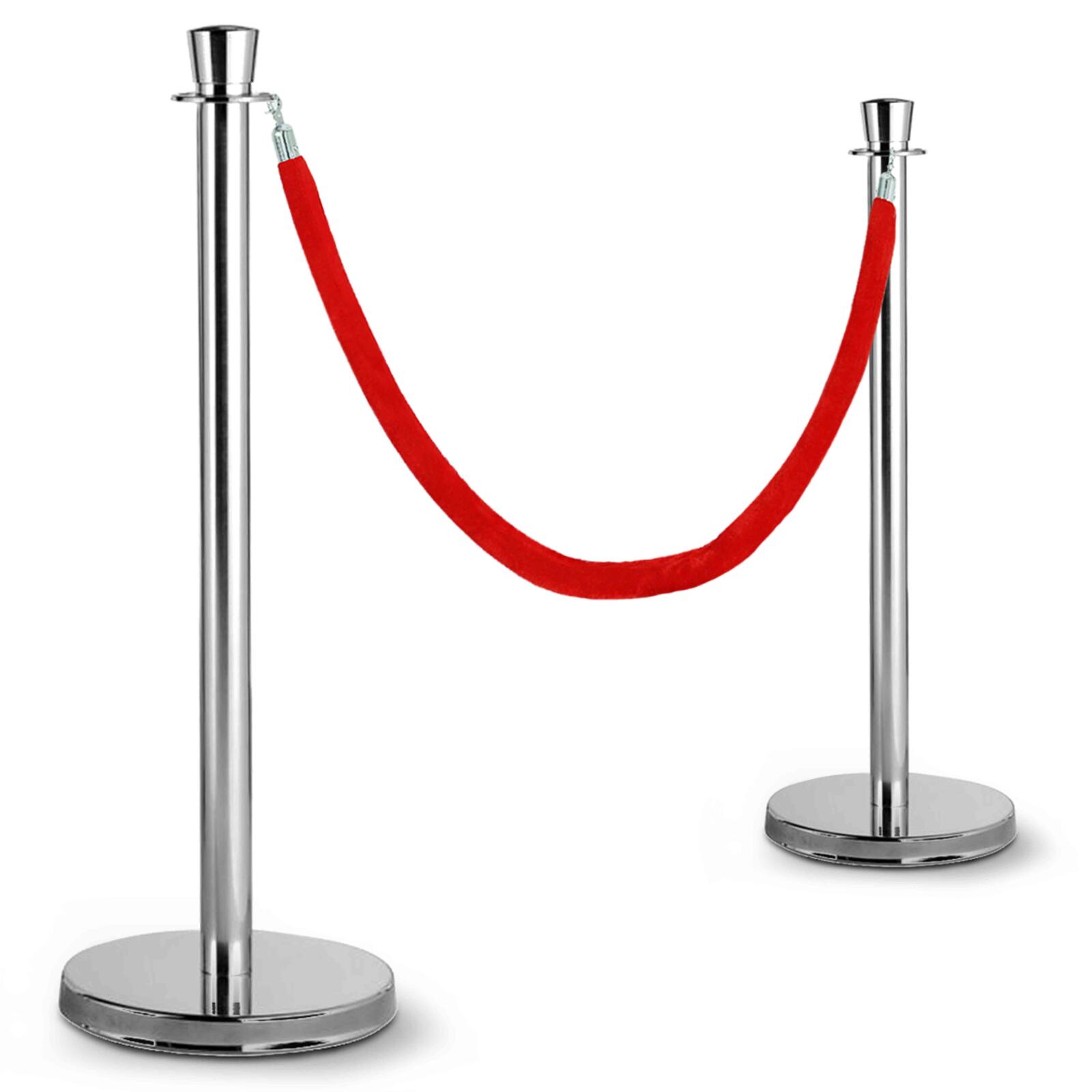 Verchromte Leitpfosten mit Kordel Verchromte Leitpfosten mit Kordel