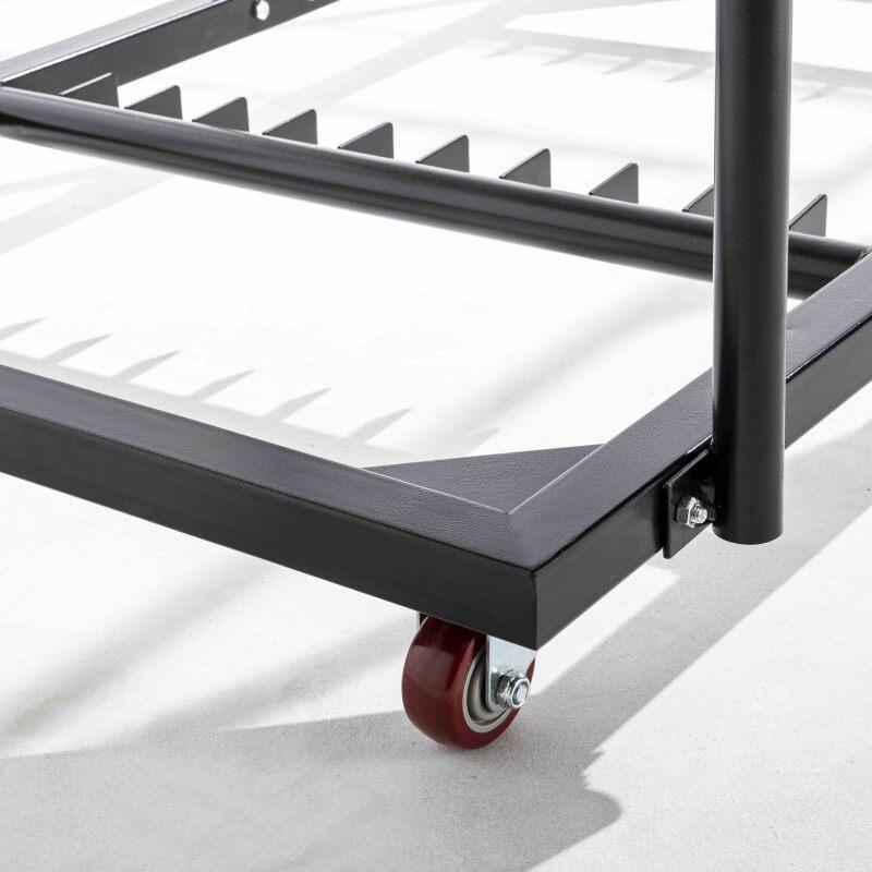 Set aus 6 runden HDPE-Klapptischen 180 cm und Transportwagen