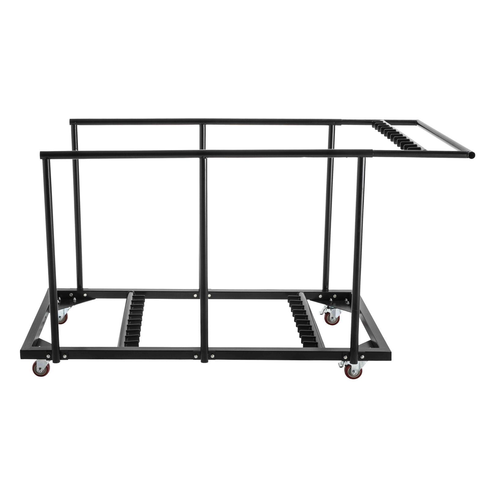 13 runde Klapptische 150 cm und Transportwagen