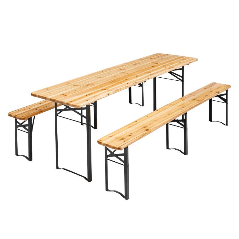 Klapptisch holz und Klappbänke 218cm 10 Plätze