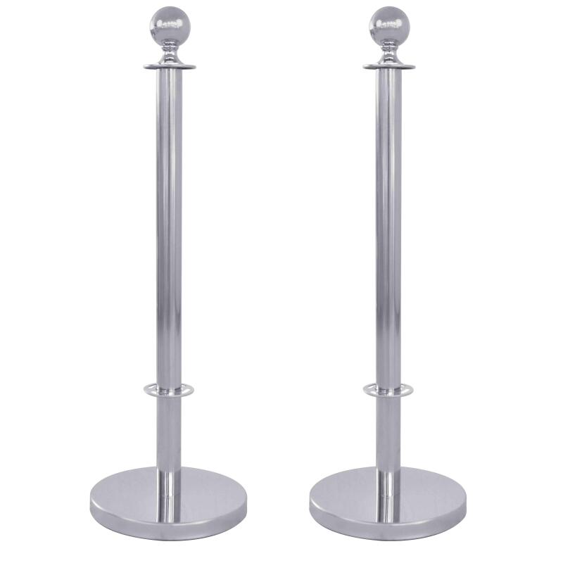 2 verchromte Terrassentrennpfosten