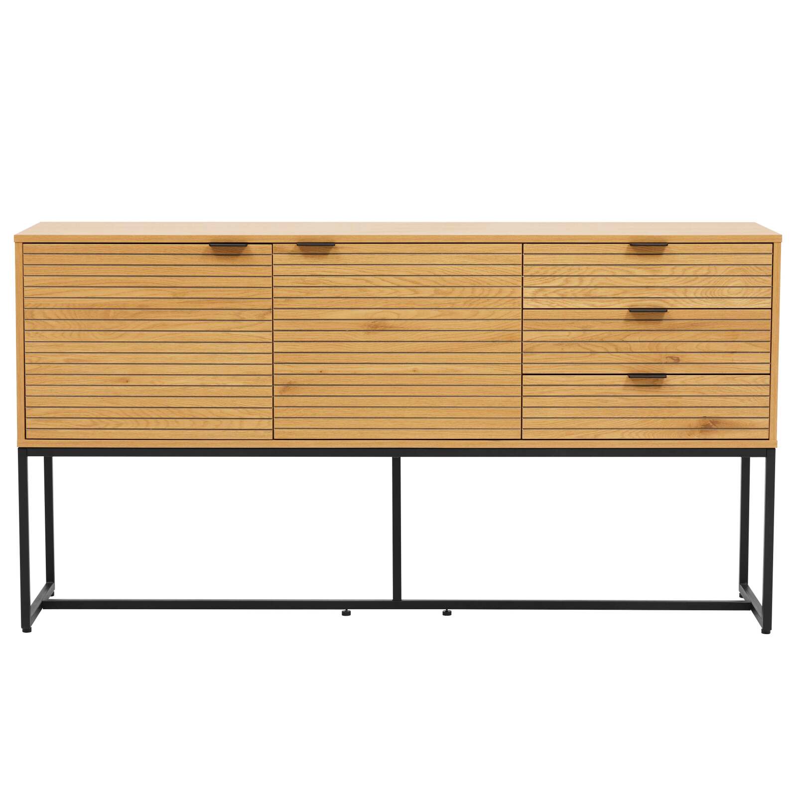 Büfett mit 2 Türen und 3 Schubladen aus Stahl und MDF mit FSC®-Melamindekor