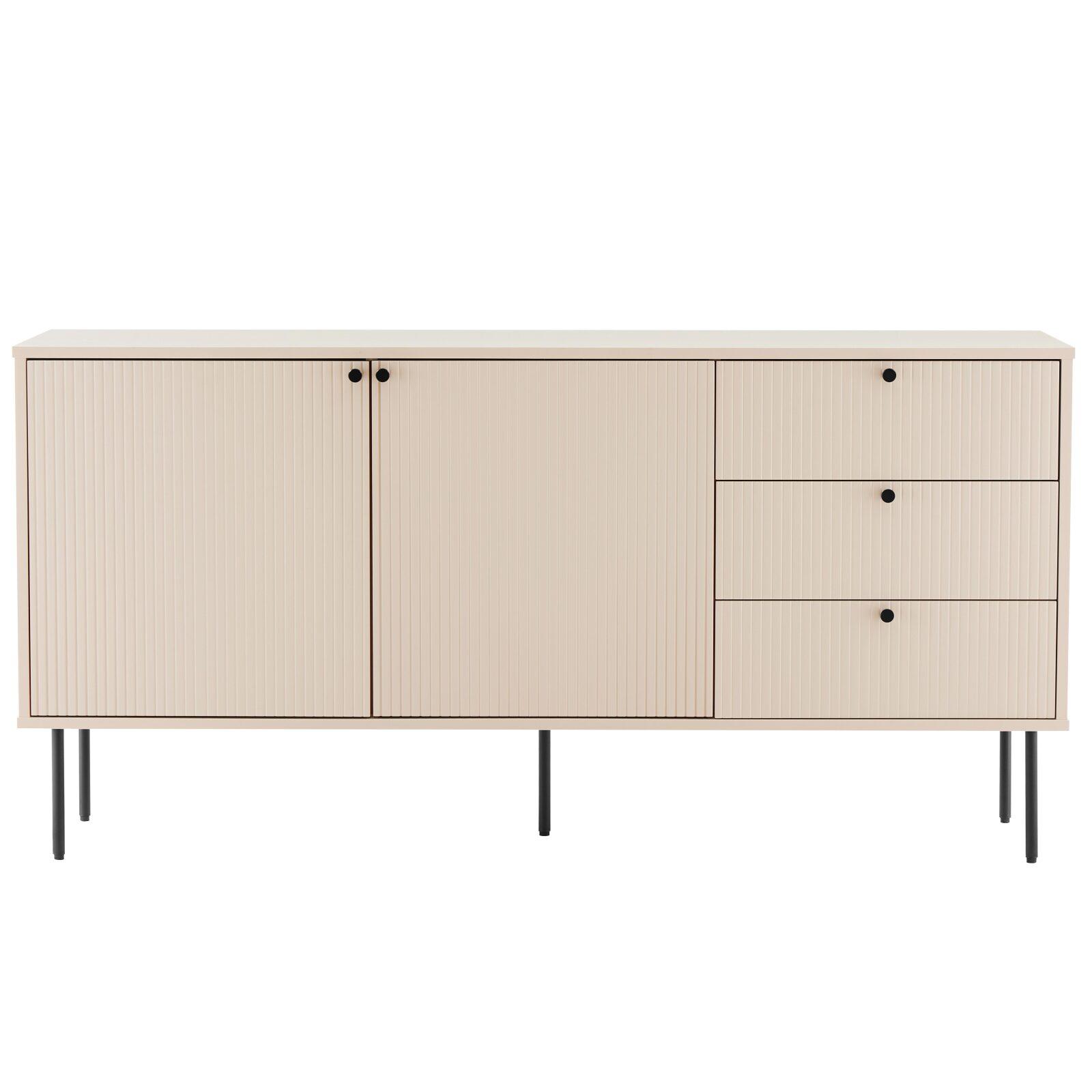 Büfett 2 Türen und 3 Schubladen aus Stahl und MDF FSC® Melamindekor 150 cm
