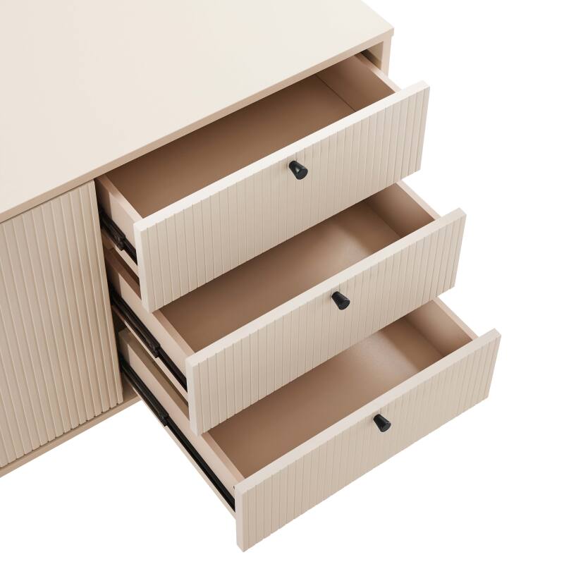Büfett 2 Türen und 3 Schubladen aus Stahl und MDF FSC® Melamindekor 150 cm